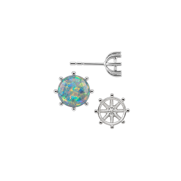 Round Eight Prong Earrings with Push Post