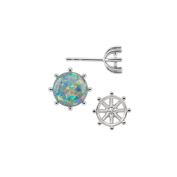 Round Eight Prong Earrings with Push Post