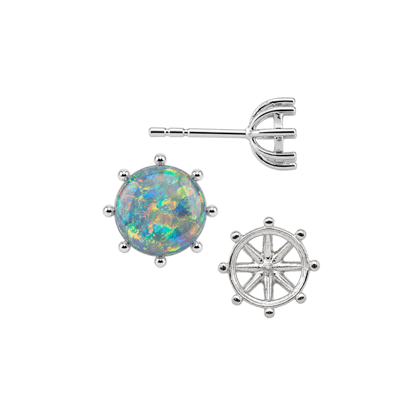 Round Eight Prong Earrings with Push Post