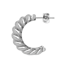 Load image into Gallery viewer, Croissant Hoop Earrings in Sterling Silver
