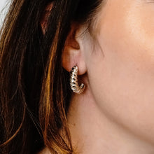 Load image into Gallery viewer, Croissant Hoop Earrings in 14K Gold
