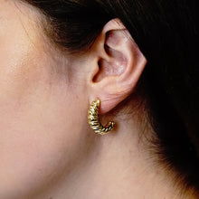 Load image into Gallery viewer, Croissant Hoop Earrings in 14K Gold
