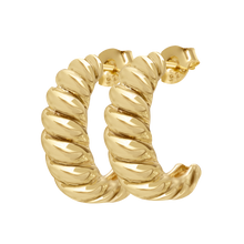 Load image into Gallery viewer, Croissant Hoop Earrings in 14K Gold

