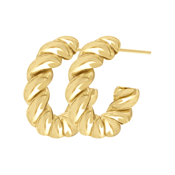 Solid Twist Rope Hoop Earrings in 14K Gold
