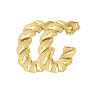 Solid Twist Rope Hoop Earrings in 14K Gold