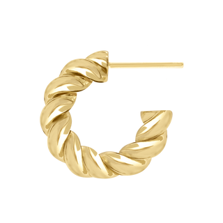 Solid Twist Rope Hoop Earrings in 14K Gold