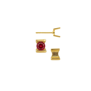 Bar Set Bezel Earrings for Round Stone with Push Post