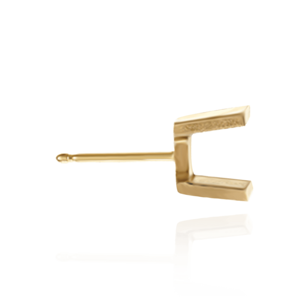 14K Gold ITI NYC Bar Set Bezel Earrings for Round Stone