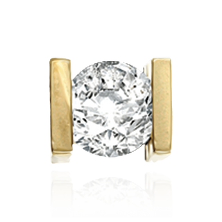 14K Gold ITI NYC Bar Set Bezel Earrings for Round Stone