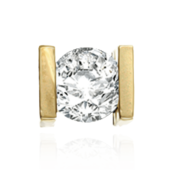 14K Gold ITI NYC Bar Set Bezel Earrings for Round Stone