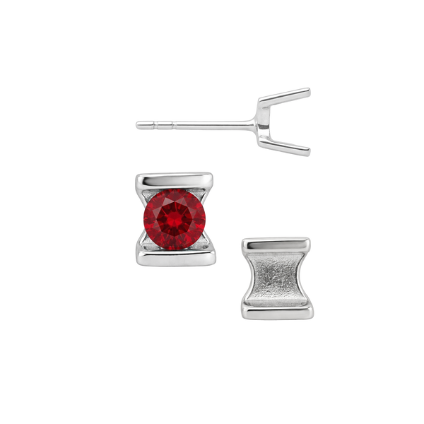 Bar Set Bezel Earrings for Round Stone with Push Post