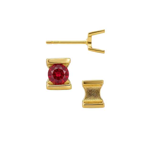 Bar Set Bezel Earrings for Round Stone with Push Post