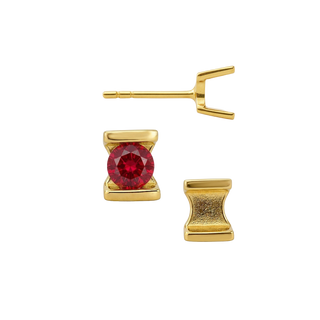 Bar Set Bezel Earrings for Round Stone with Push Post