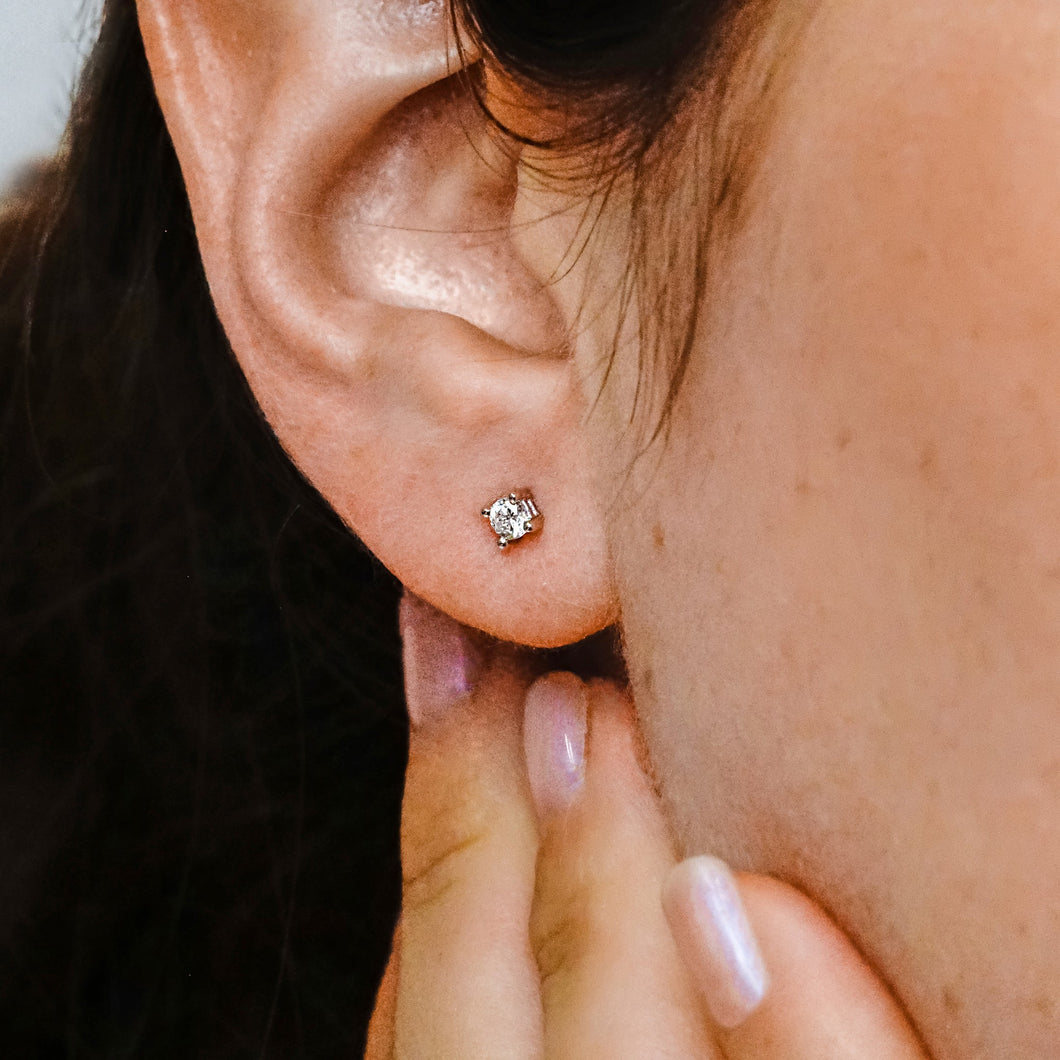 Round Four Prong Basket Earrings with CZ