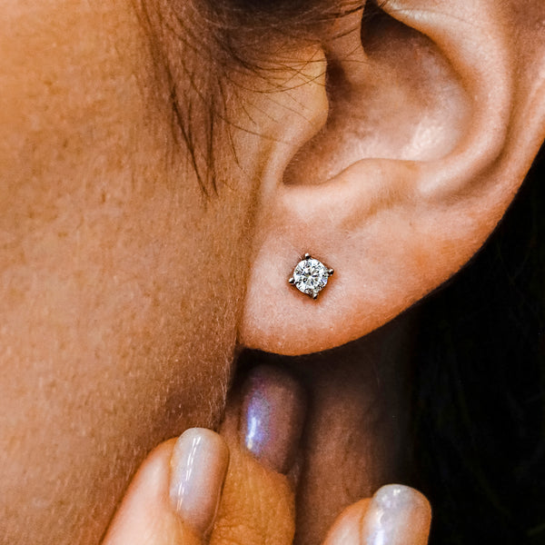 Round Four Prong Basket Earrings with CZ