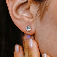 Load image into Gallery viewer, Round Four Prong Basket Earrings with CZ
