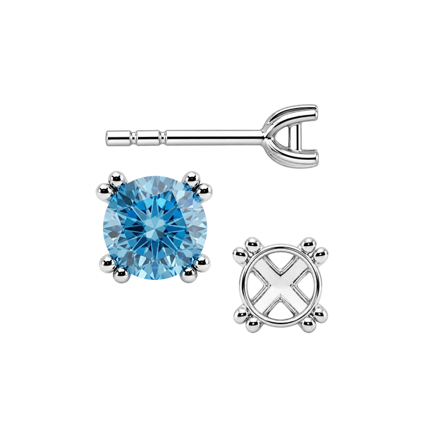 Round Four Prong Twin Wire Earrings with Push Post