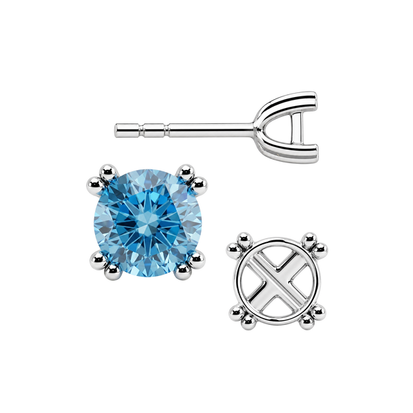 Round Four Prong Twin Wire Earrings with Push Post