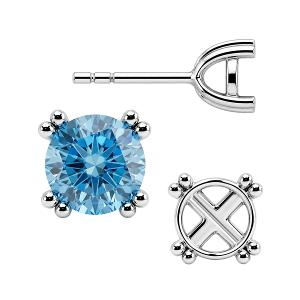 Round Four Prong Twin Wire Earrings with Push Post