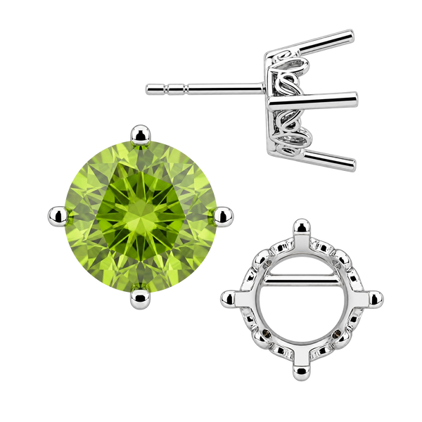 Round Four Prong Filigree Earrings with Push Post