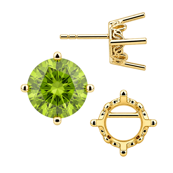 Round Four Prong Filigree Earrings with Push Post