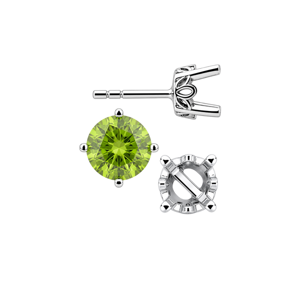 Round Four Prong Filigree Earrings with Push Post