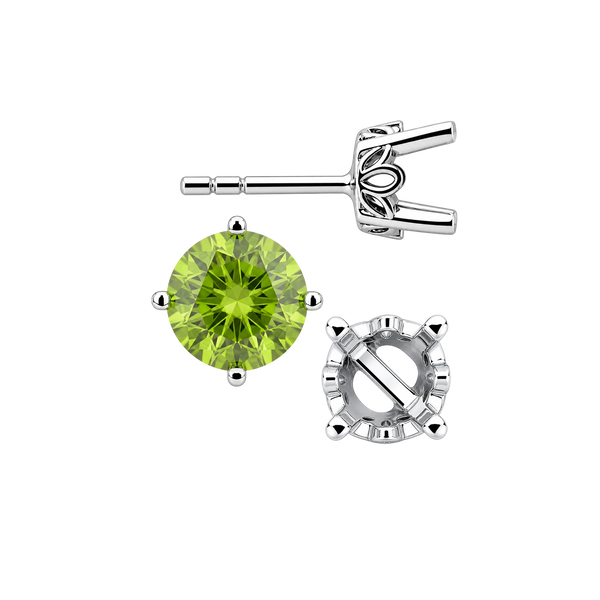 Round Four Prong Filigree Earrings with Push Post