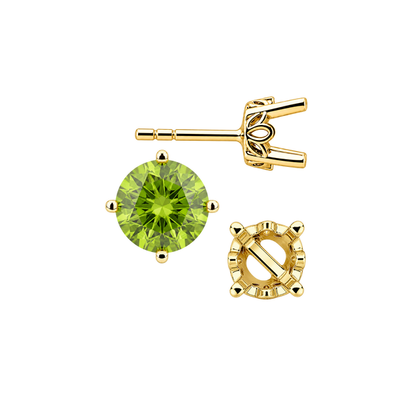 Round Four Prong Filigree Earrings with Push Post