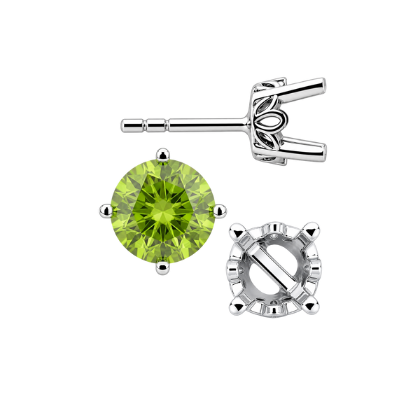 Round Four Prong Filigree Earrings with Push Post