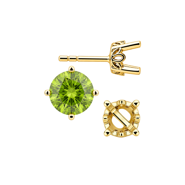 Round Four Prong Filigree Earrings with Push Post
