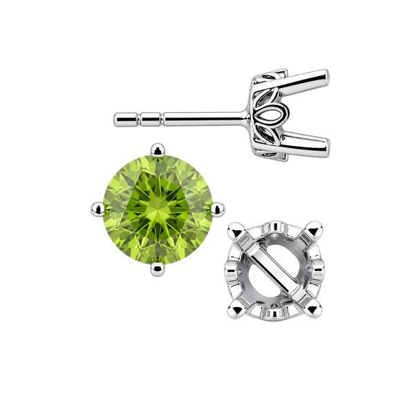 Round Four Prong Filigree Earrings with Push Post