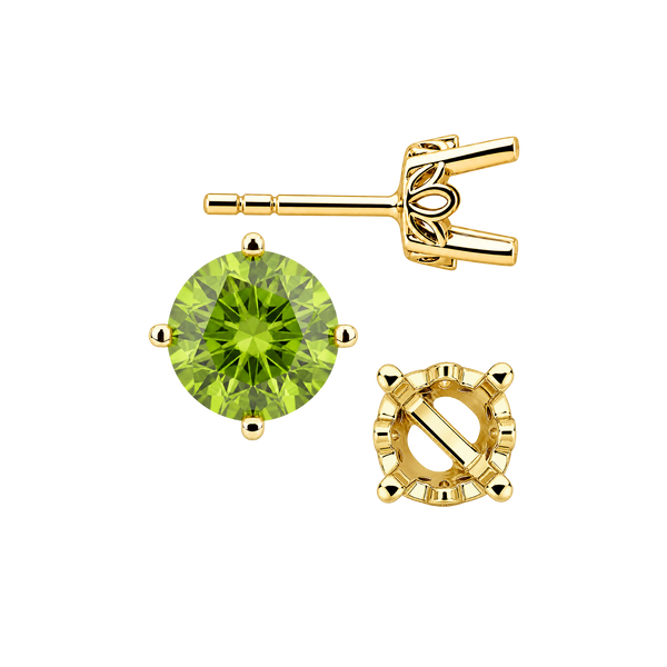 Round Four Prong Filigree Earrings with Push Post
