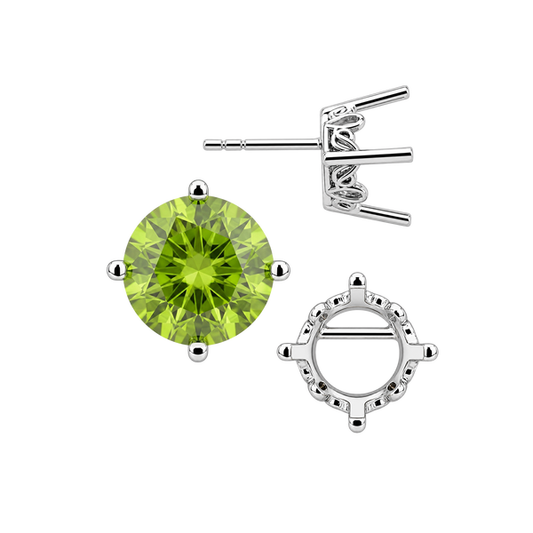 Round Four Prong Filigree Earrings with Push Post