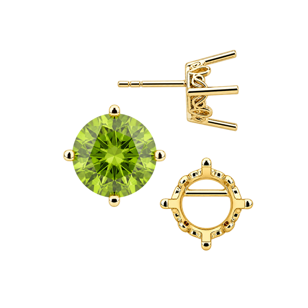 Round Four Prong Filigree Earrings with Push Post