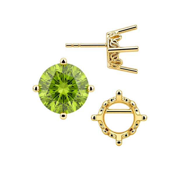 Round Four Prong Filigree Earrings with Push Post