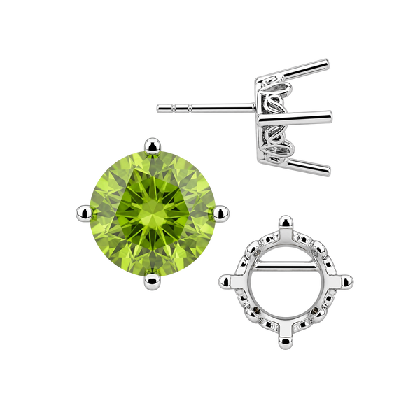 Round Four Prong Filigree Earrings with Push Post