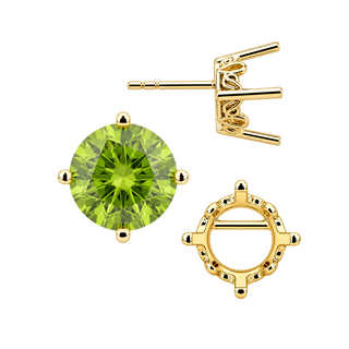 Round Four Prong Filigree Earrings with Push Post