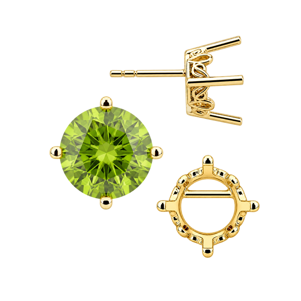 Round Four Prong Filigree Earrings with Push Post