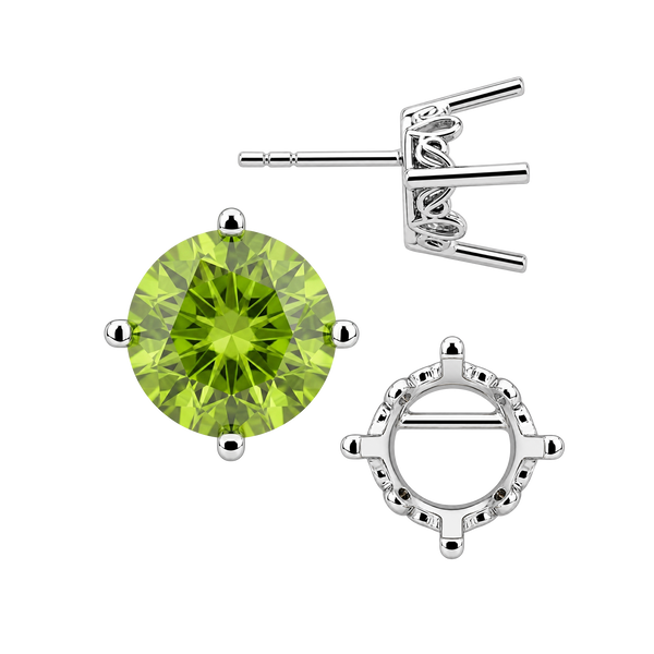 Round Four Prong Filigree Earrings with Push Post