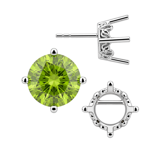 Round Four Prong Filigree Earrings with Push Post