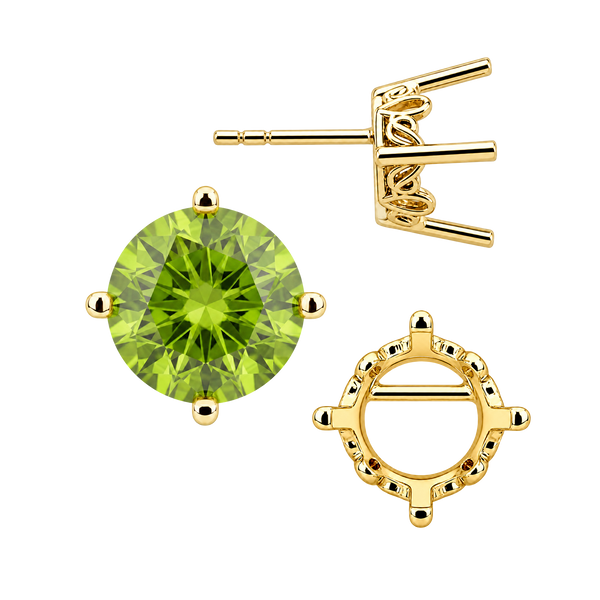 Round Four Prong Filigree Earrings with Push Post