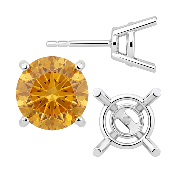 Round Four Prong Heavy Weight Basket Earrings with Push Post