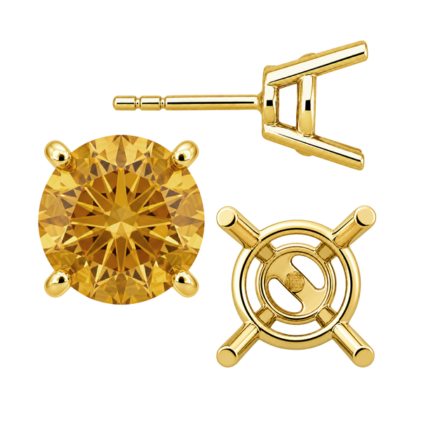 Round Four Prong Heavy Weight Basket Earrings with Push Post