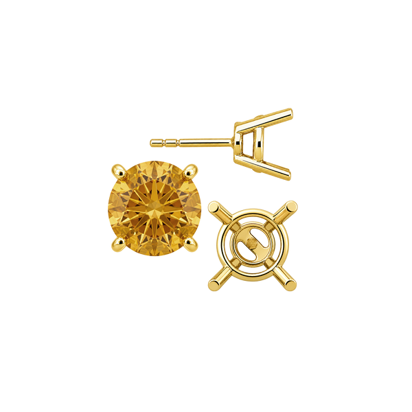 Round Four Prong Heavy Weight Basket Earrings with Push Post