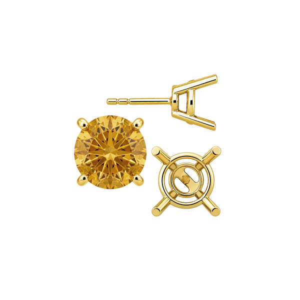 Round Four Prong Heavy Weight Basket Earrings with Push Post