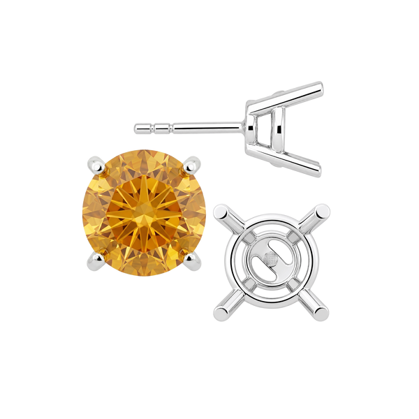 Round Four Prong Heavy Weight Basket Earrings with Push Post