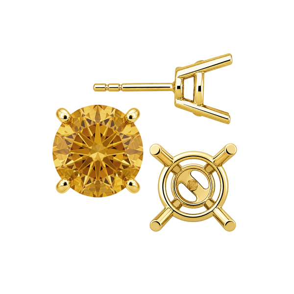 Round Four Prong Heavy Weight Basket Earrings with Push Post