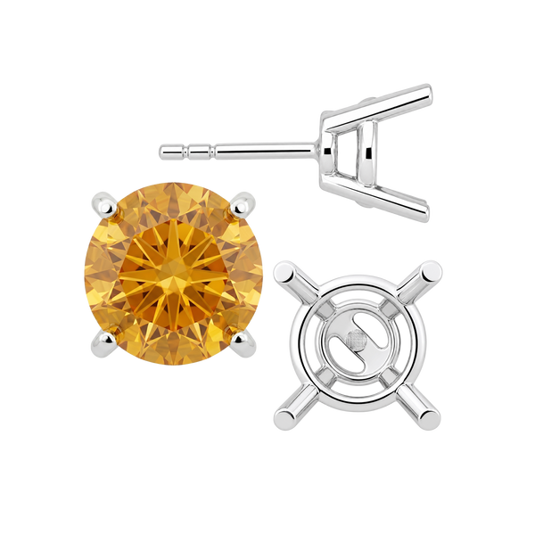 Round Four Prong Heavy Weight Basket Earrings with Push Post