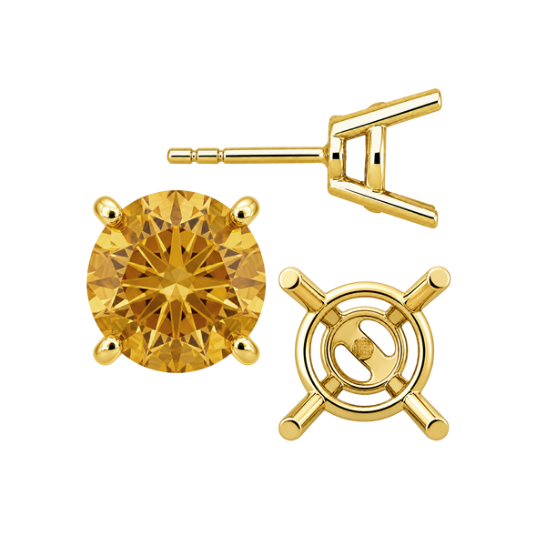 Round Four Prong Heavy Weight Basket Earrings with Push Post