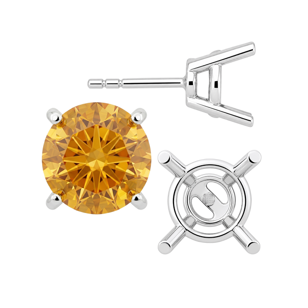 Round Four Prong Heavy Weight Basket Earrings with Push Post